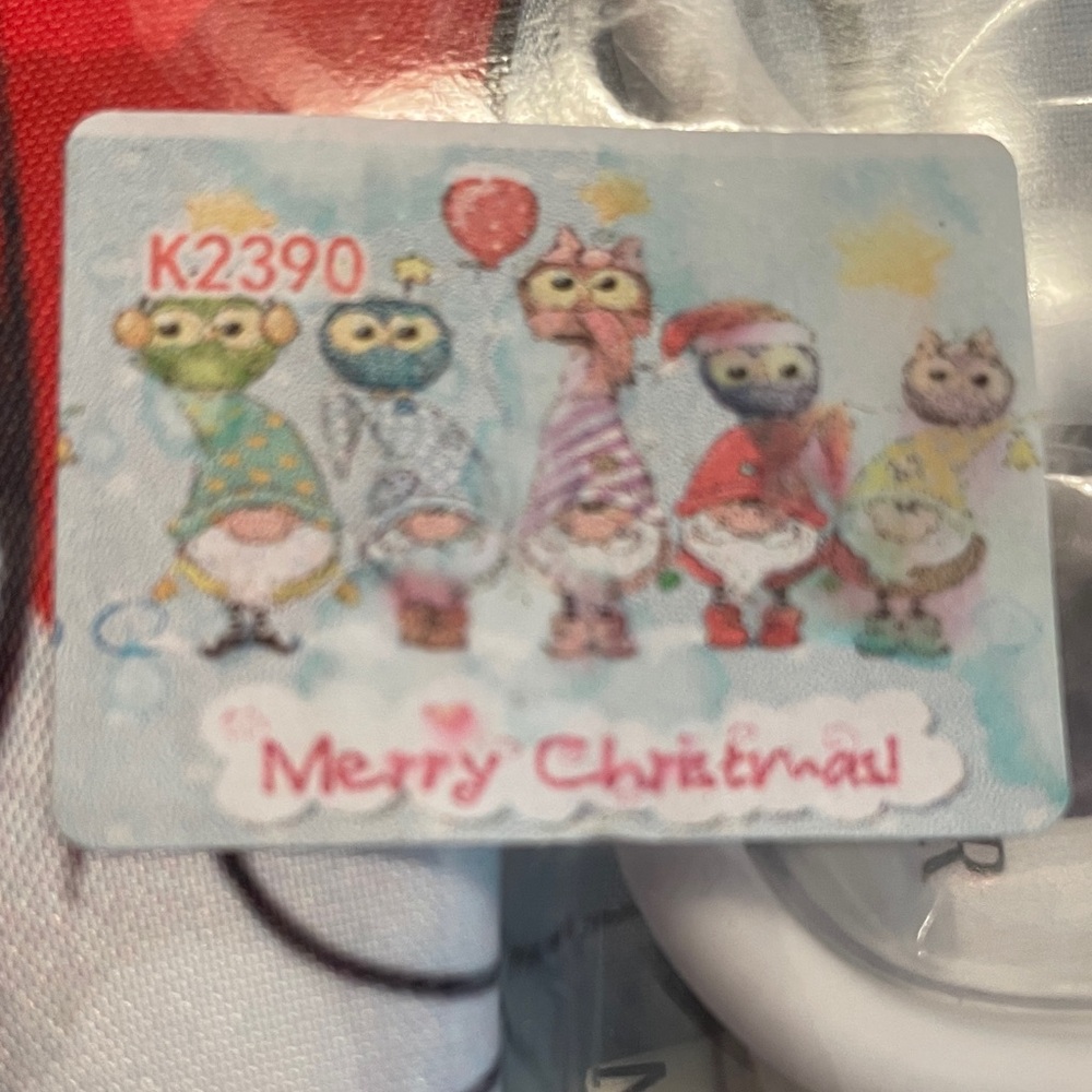 NIP- shower curtain Merry Christmas Owl and Gnome